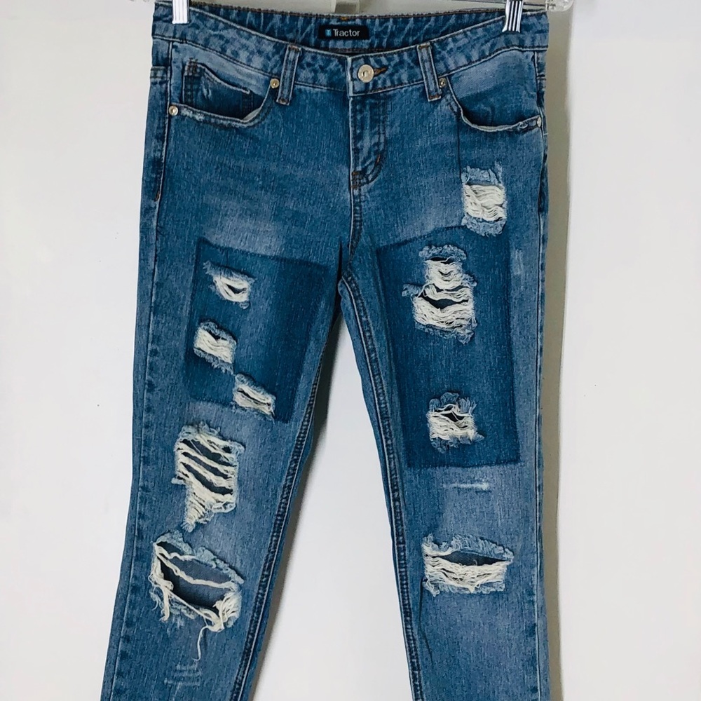 Tractor Jeans shredded holes 100% cotton